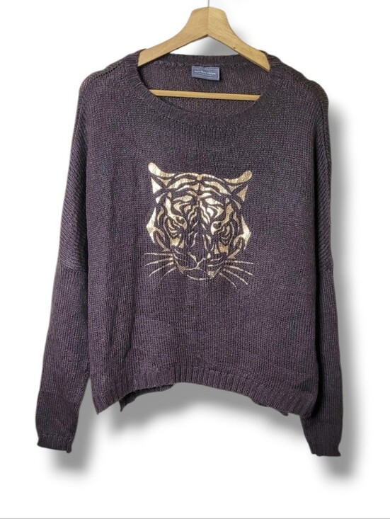 Wooden Ships Sweaters - Wooden Ships Brown Gold Tiger Sweater